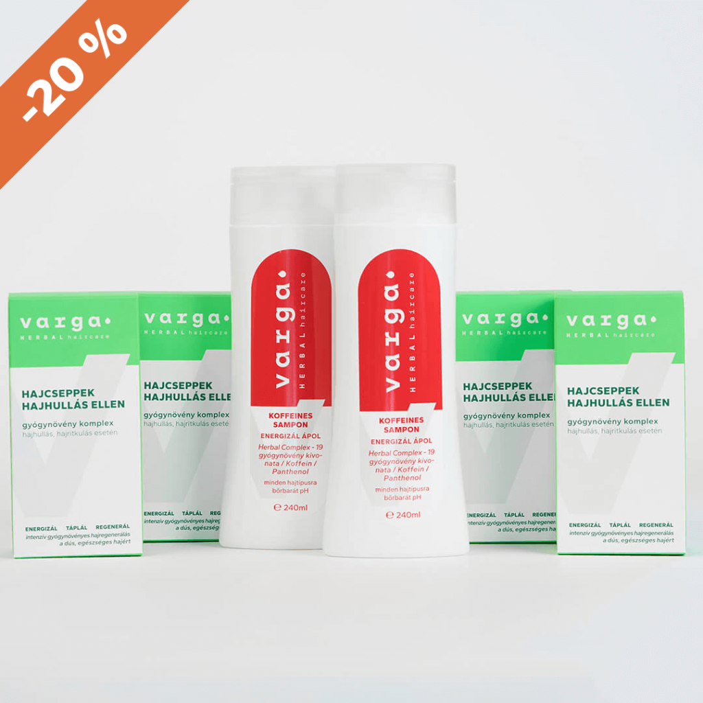 Hajhullás, hajritkulás elleni intenzív kúra gyógynövényes koffein samponnal